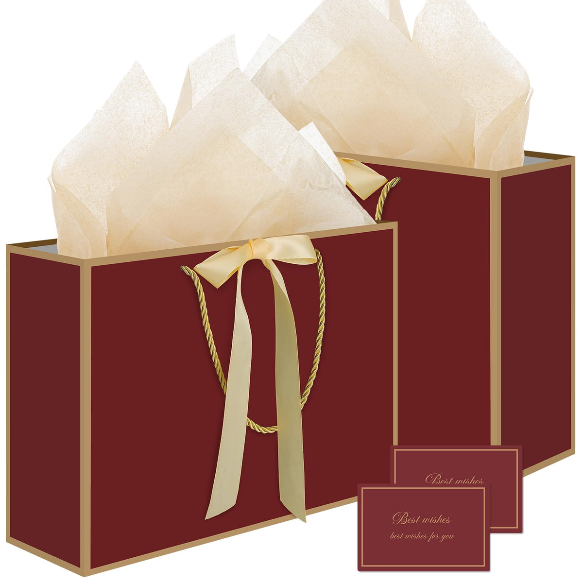 2-Piece Medium Gift Bag Set with Tissue Paper & Cards