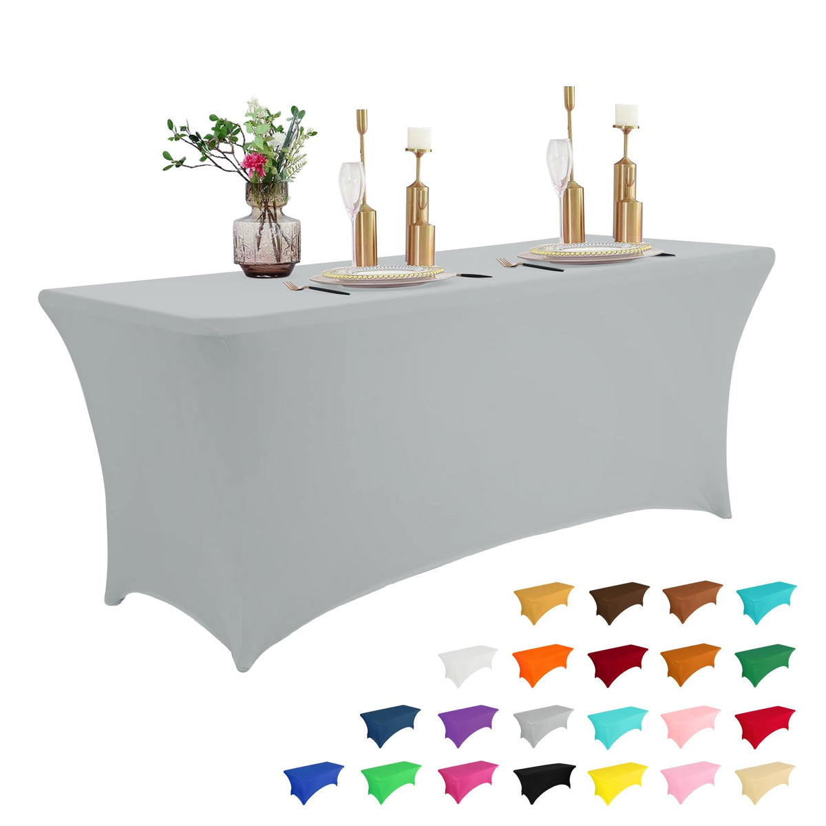 6-Foot Stretch Black Table Cover for Parties & Events