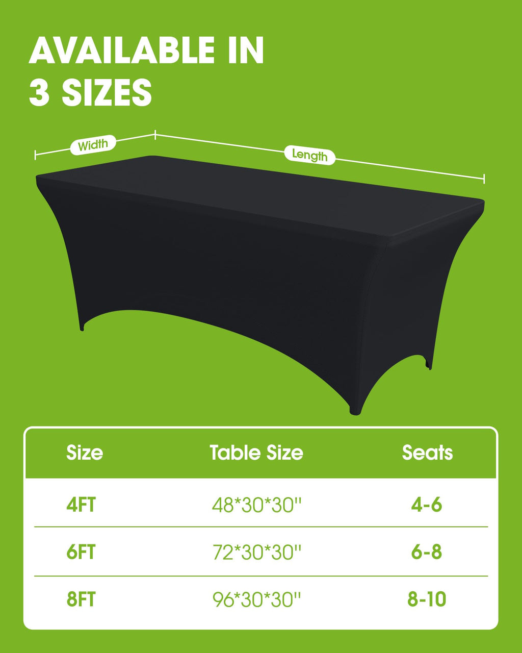 2-Pack Fitted Spandex Tablecloths for Parties & Events