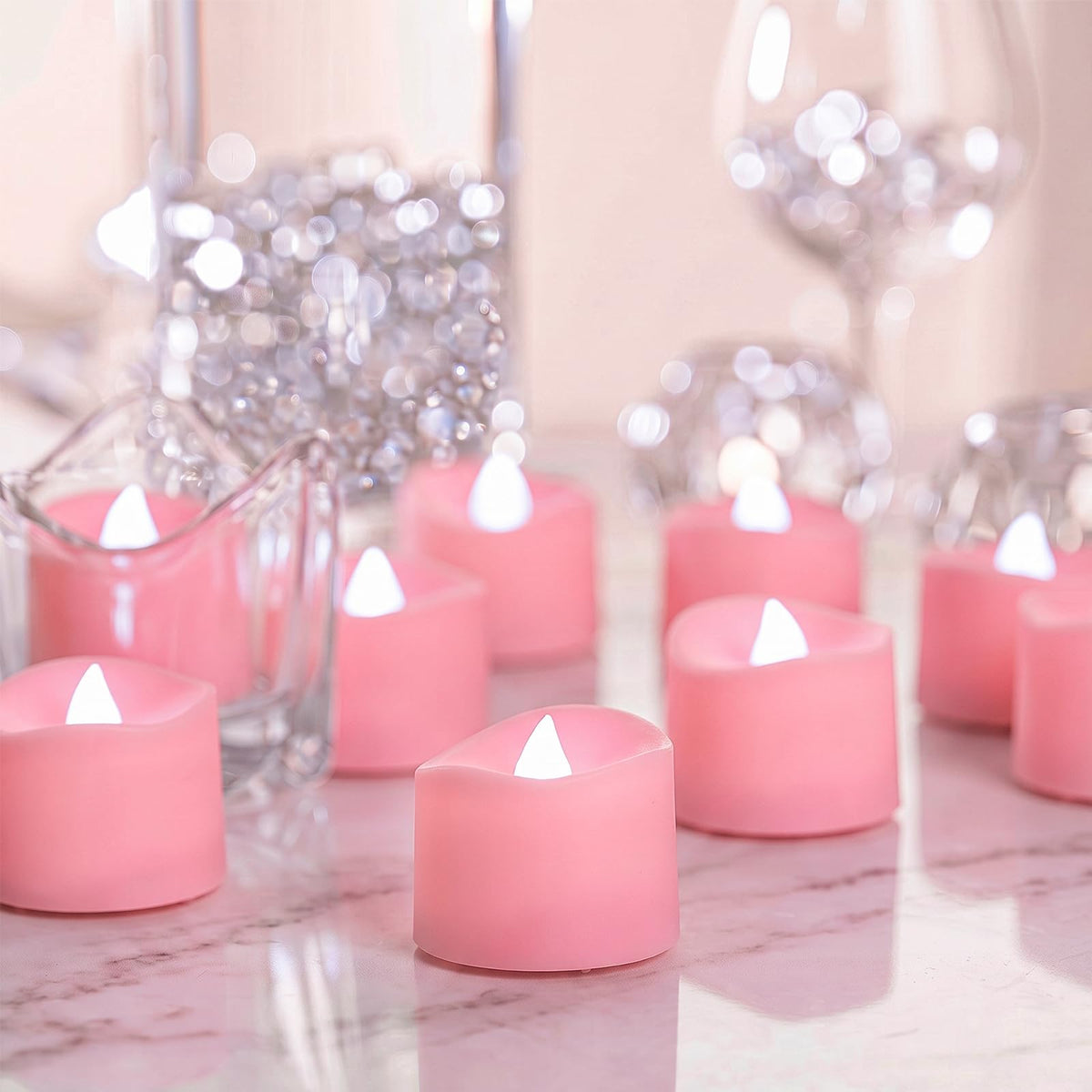 Battery-Operated Flameless Tea Light Candles, 200+ Hours