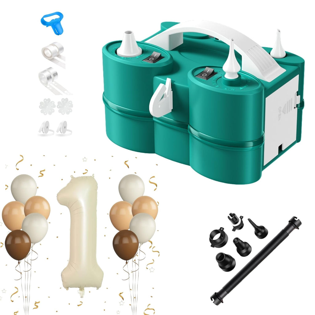 Electric Balloon Pump & Balloon Set with Dual Nozzles