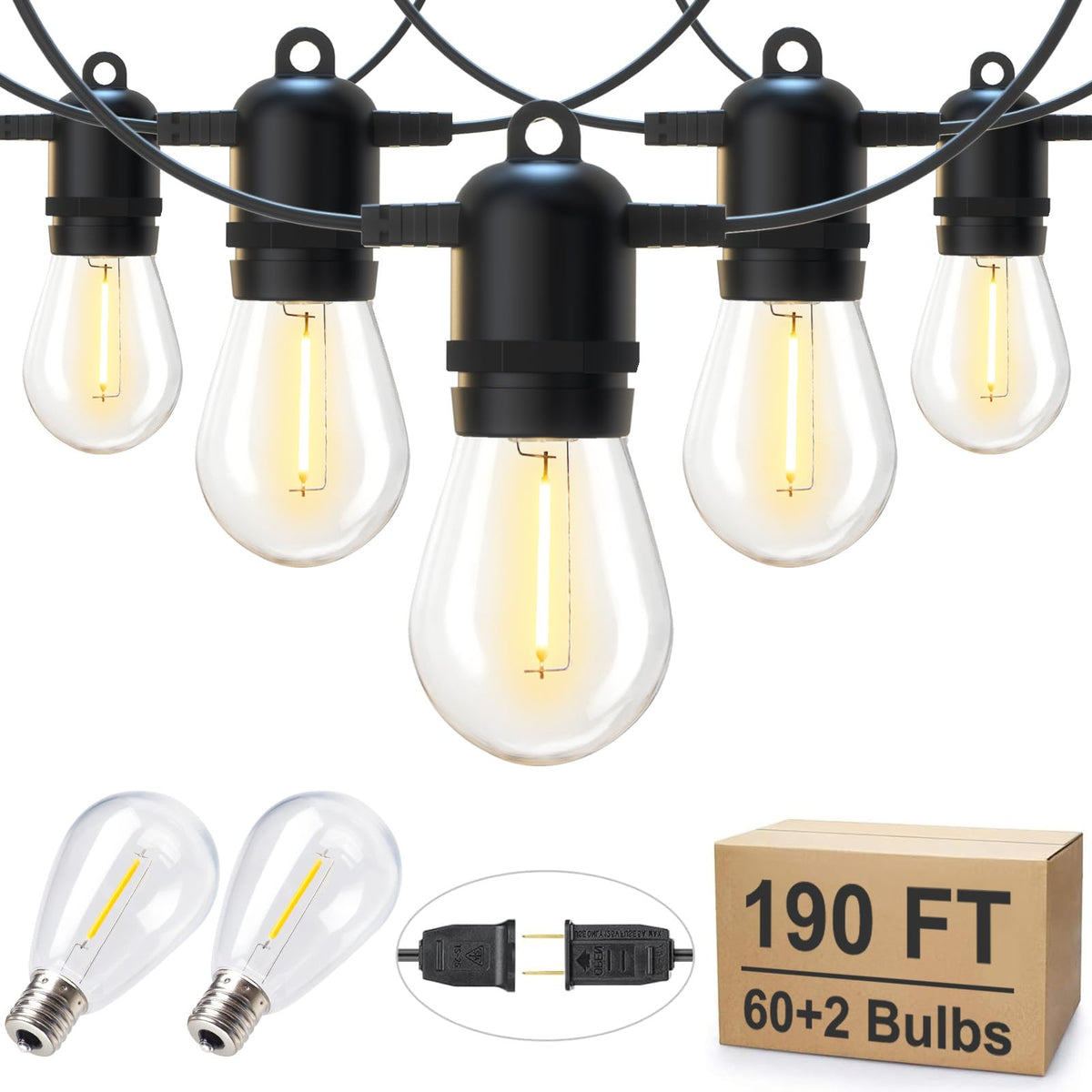 Dimmable G40 LED Outdoor String Lights for Patio Events