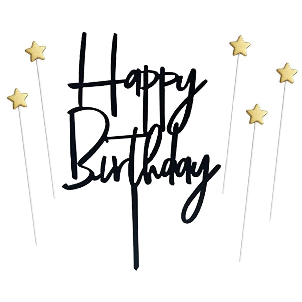 Happy Birthday Star Cake & Cupcake Topper Decoration Set