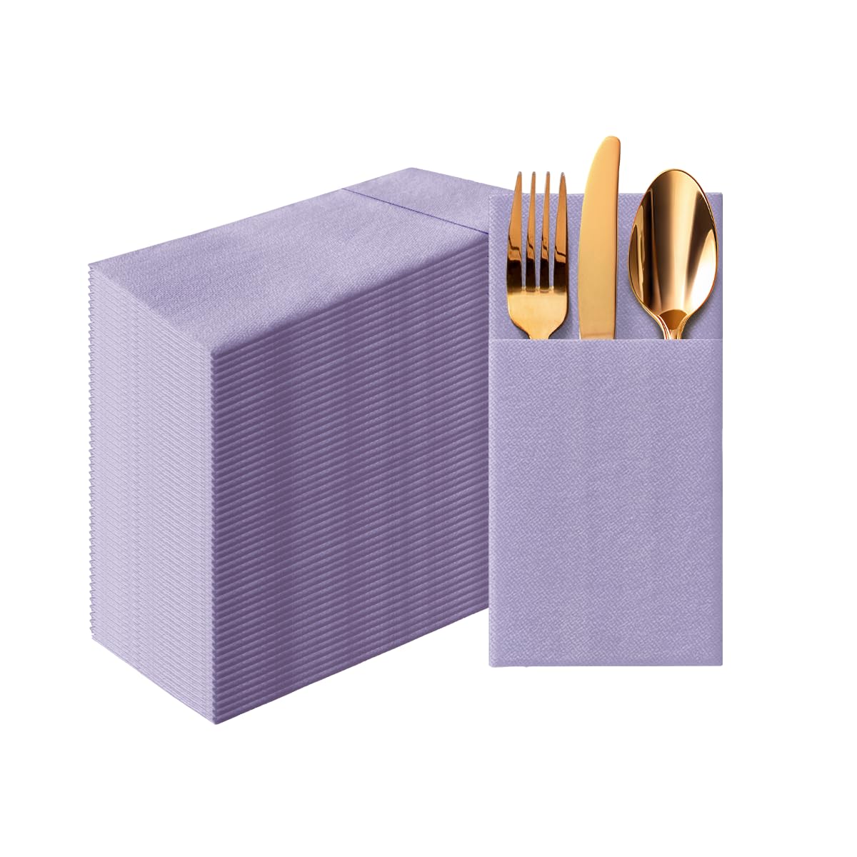 Linen-Feel Pre-Folded Napkins with Flatware Pockets