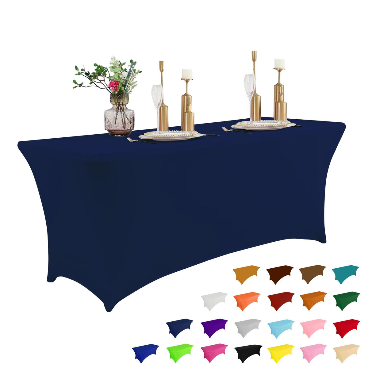 6-Foot Stretch Black Table Cover for Parties & Events