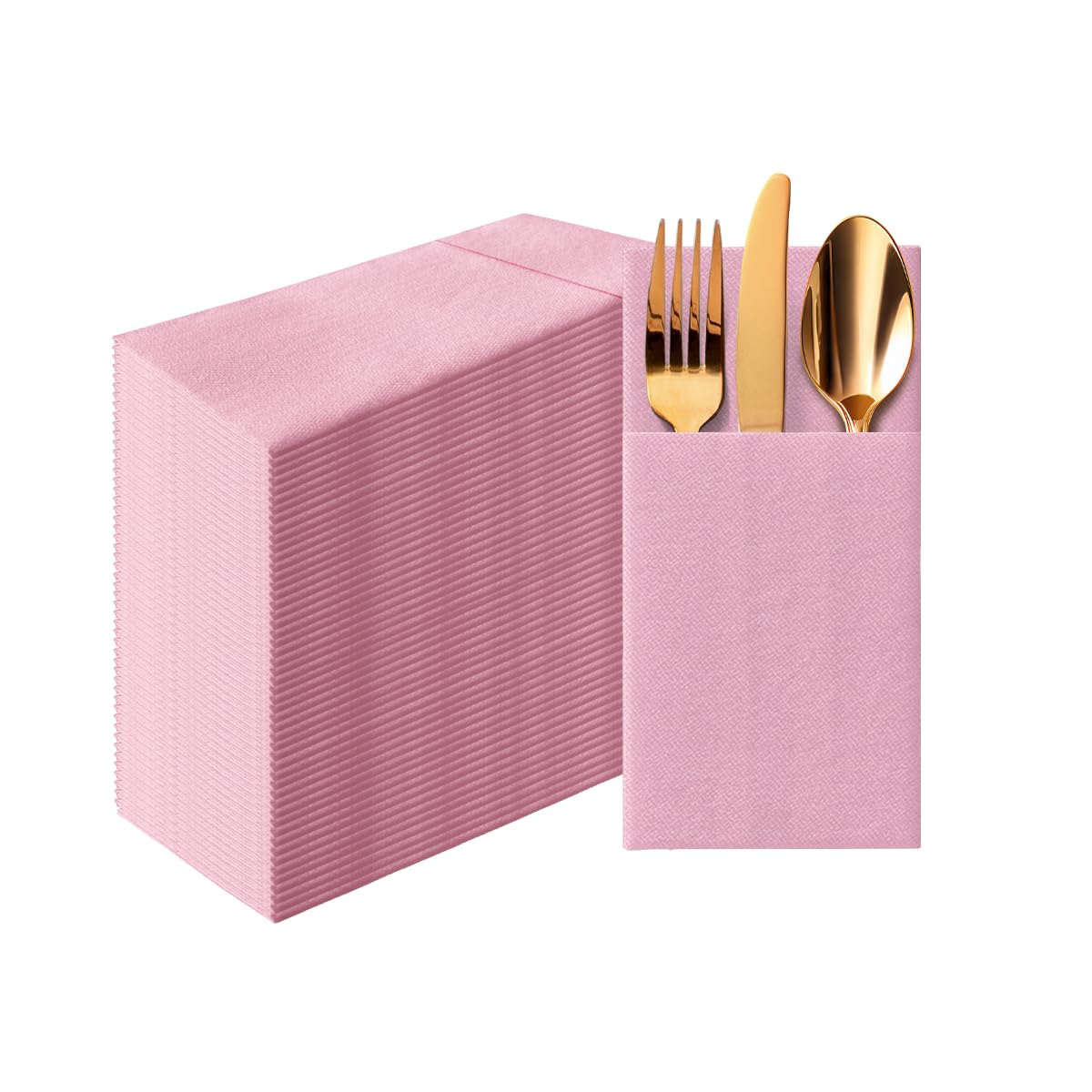 Linen-Feel Pre-Folded Napkins with Flatware Pockets