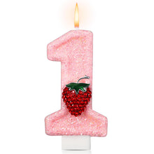Strawberry Number 1 Candle for First Birthday Cakes