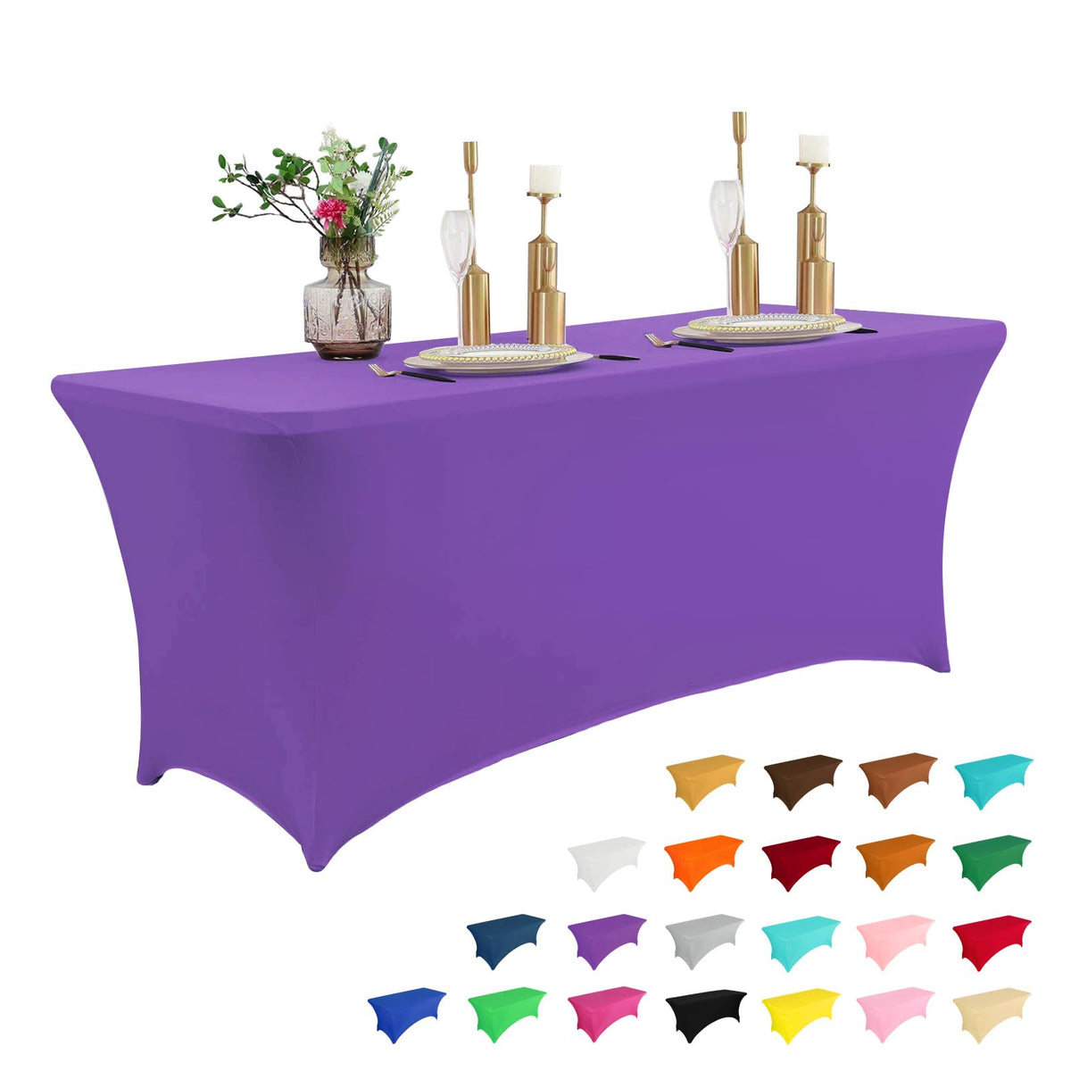 6-Foot Stretch Black Table Cover for Parties & Events