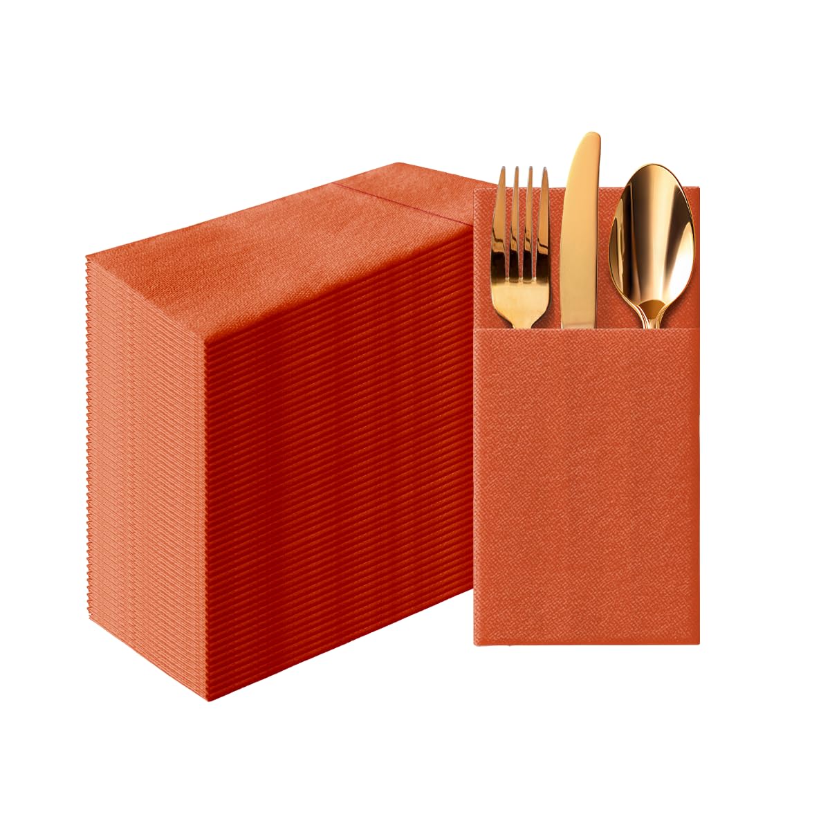 Linen-Feel Pre-Folded Napkins with Flatware Pockets