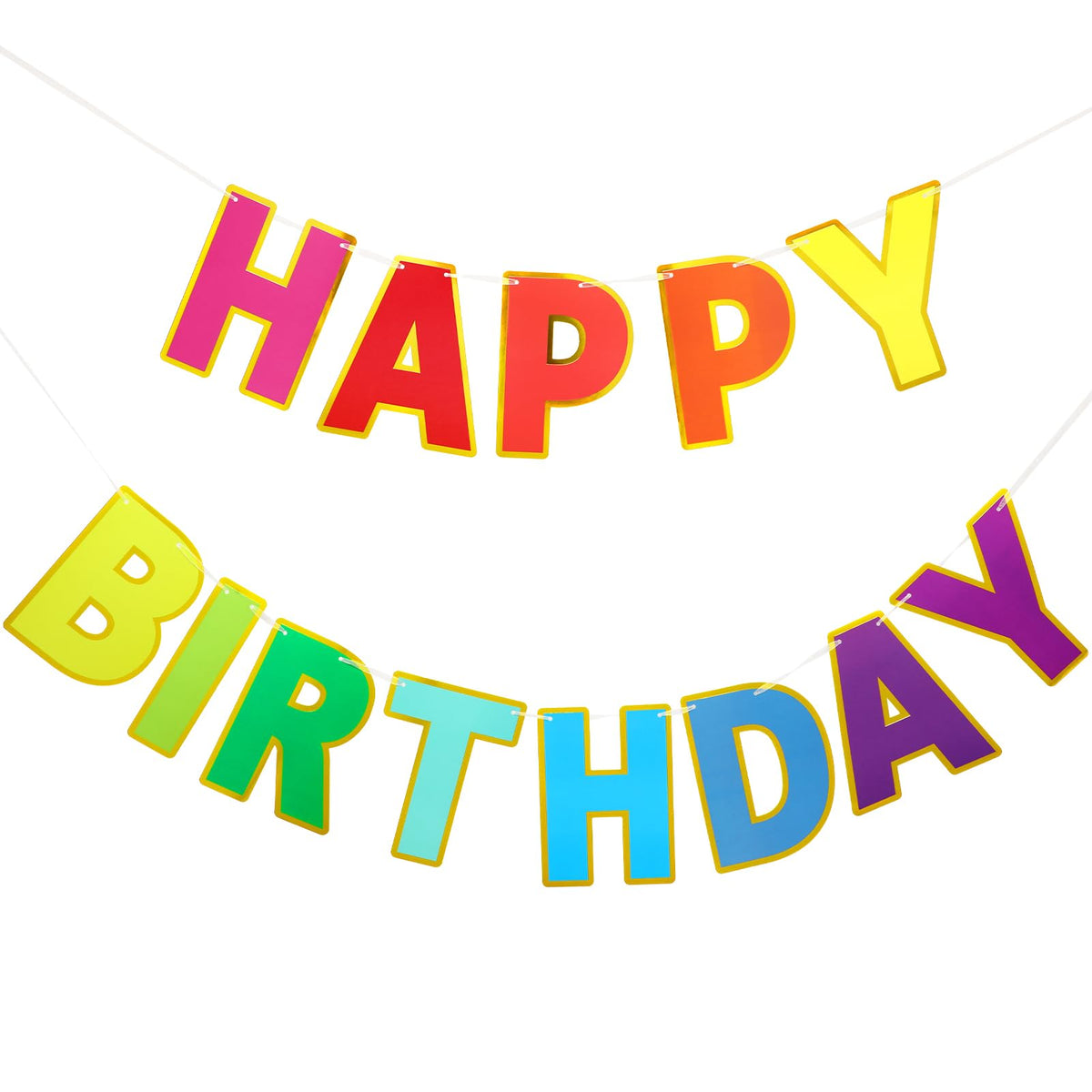 Pre-Strung Happy Birthday Banner for Party Decorations