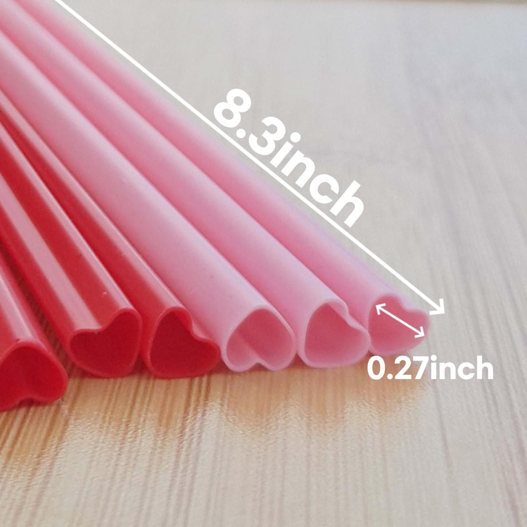 Red & Pink Heart-Shaped Drinking Straws for Parties