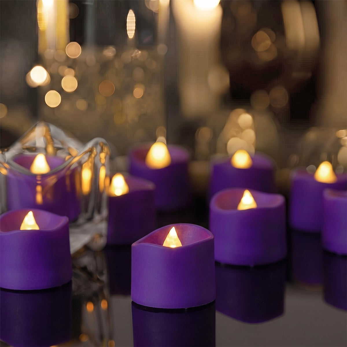 Battery-Operated Flameless Tea Light Candles, 200+ Hours