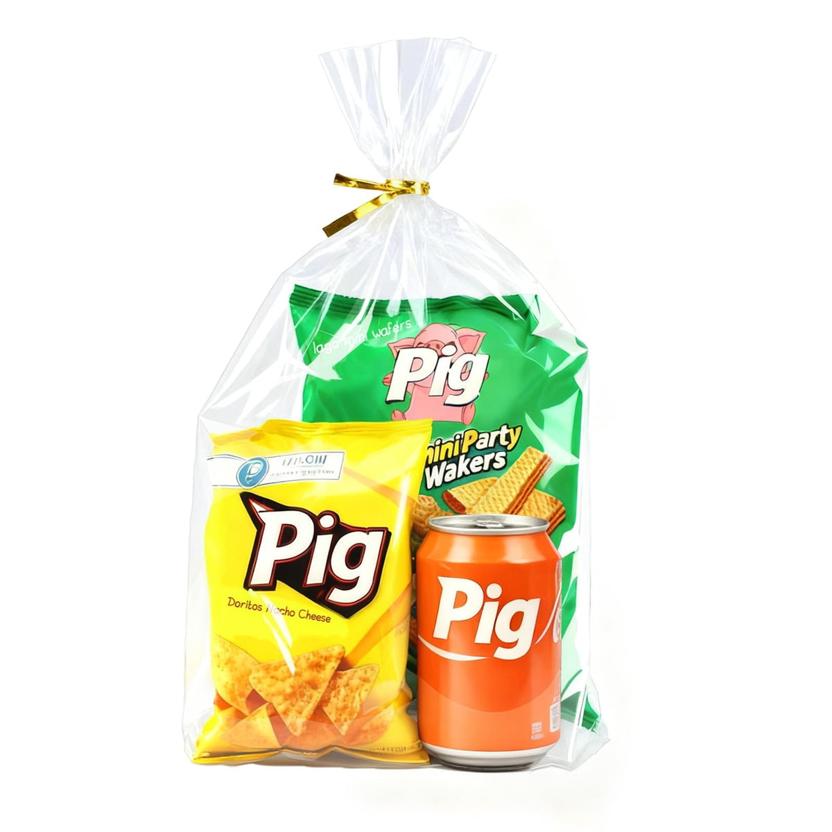 Clear Stand-Up Cellophane Gift Bags with Ties for Party Favors