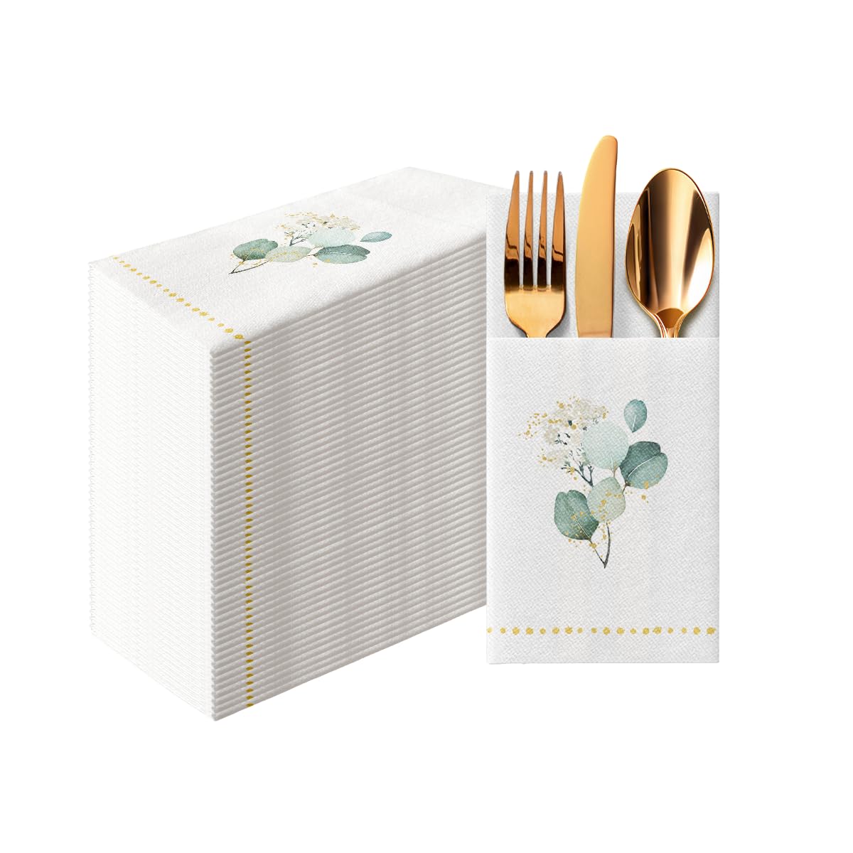 Linen-Feel Pre-Folded Napkins with Flatware Pockets
