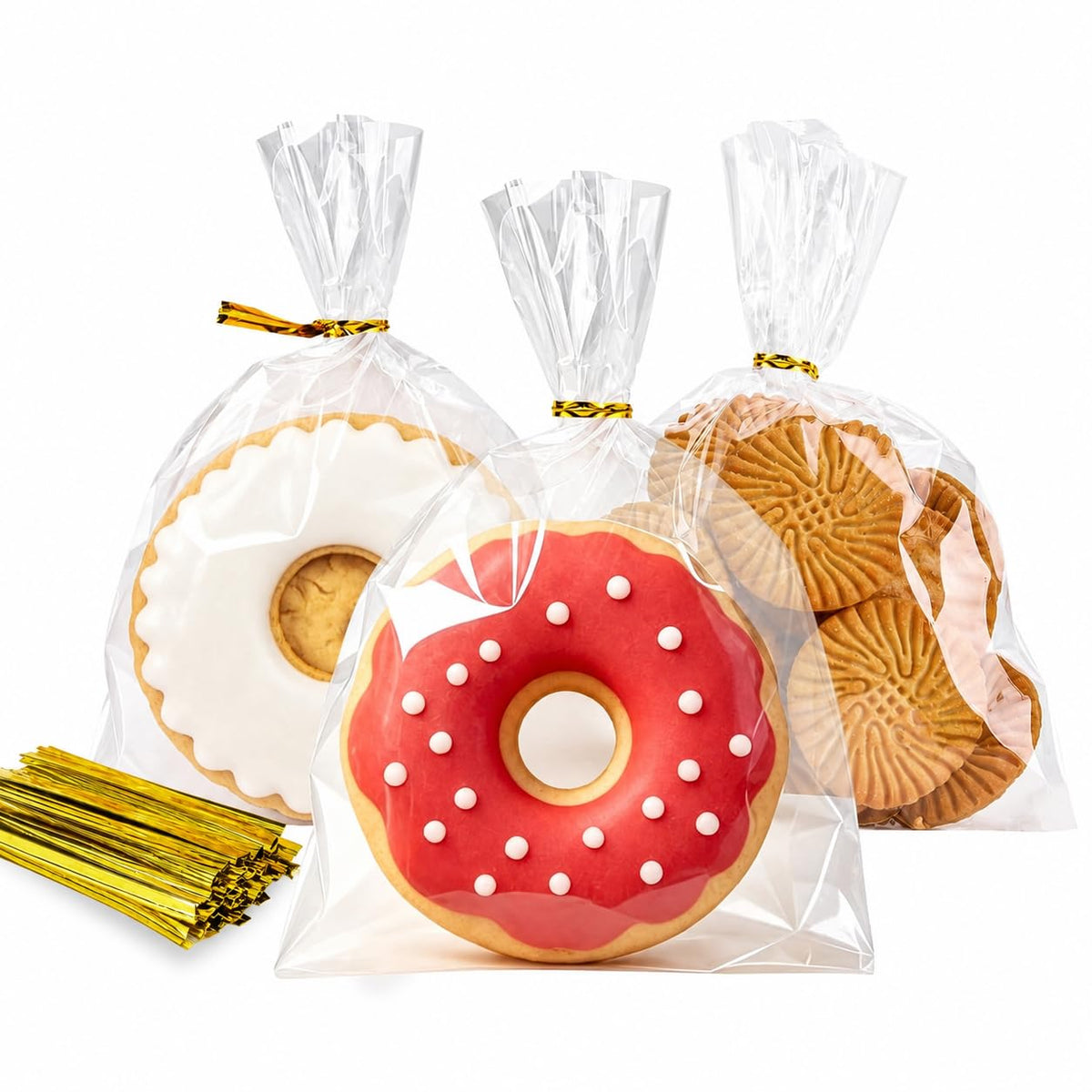 Clear Cellophane Treat Bags with Twist Ties for Party Favors