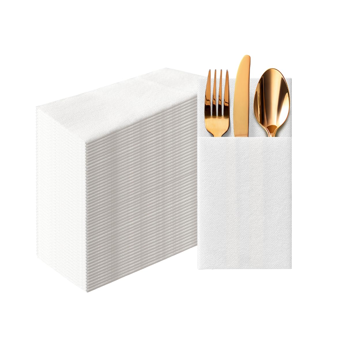 Linen-Feel Pre-Folded Napkins with Flatware Pockets