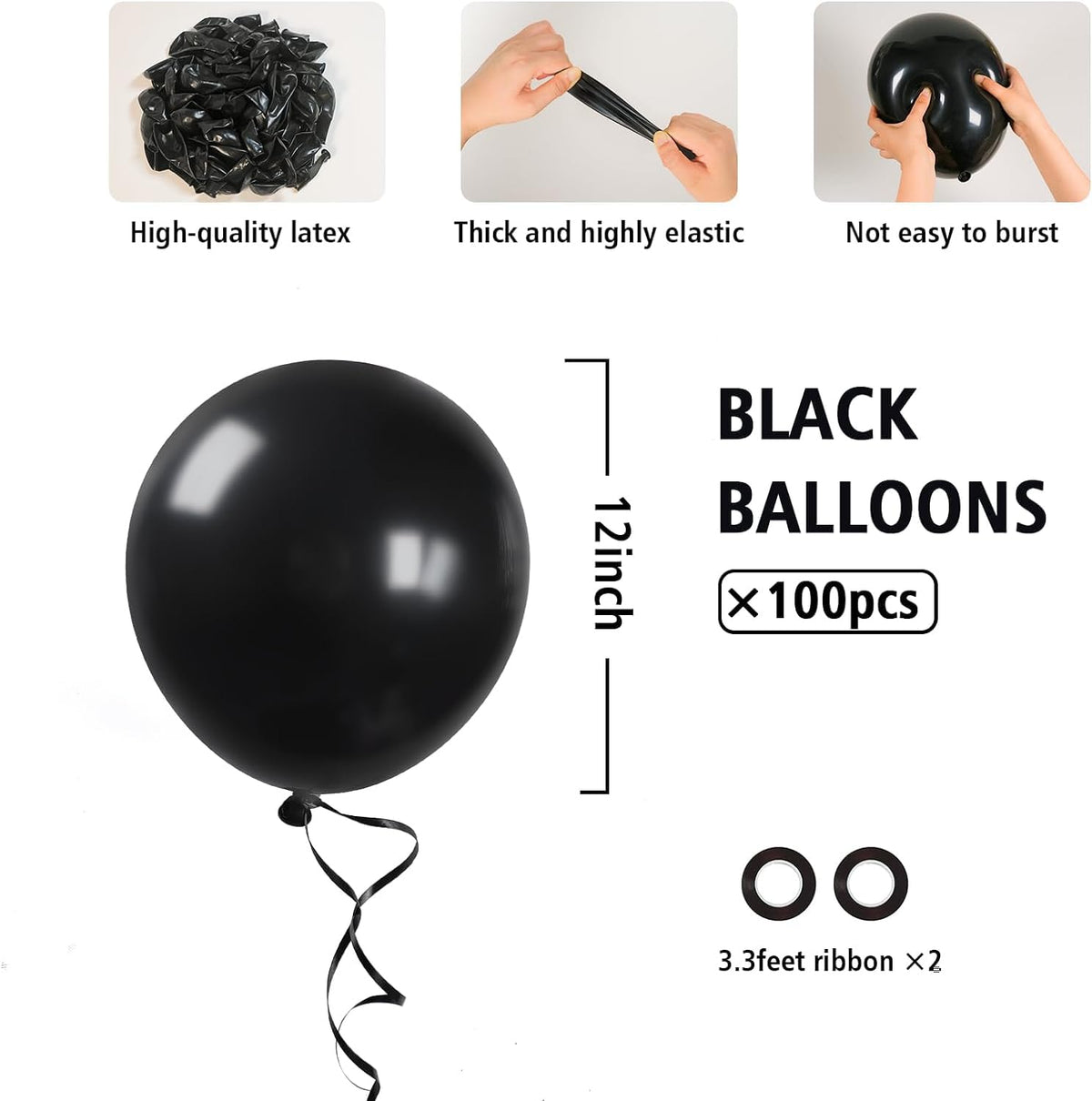 100-Pack 12-Inch Latex Balloons for Parties & Events