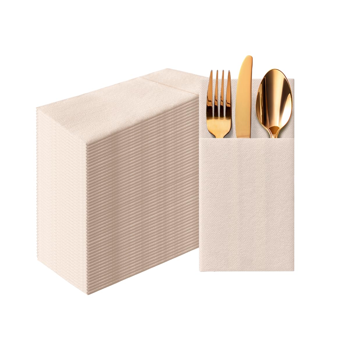 Linen-Feel Pre-Folded Napkins with Flatware Pockets