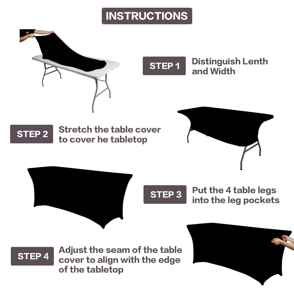 6-Foot Stretch Black Table Cover for Parties & Events