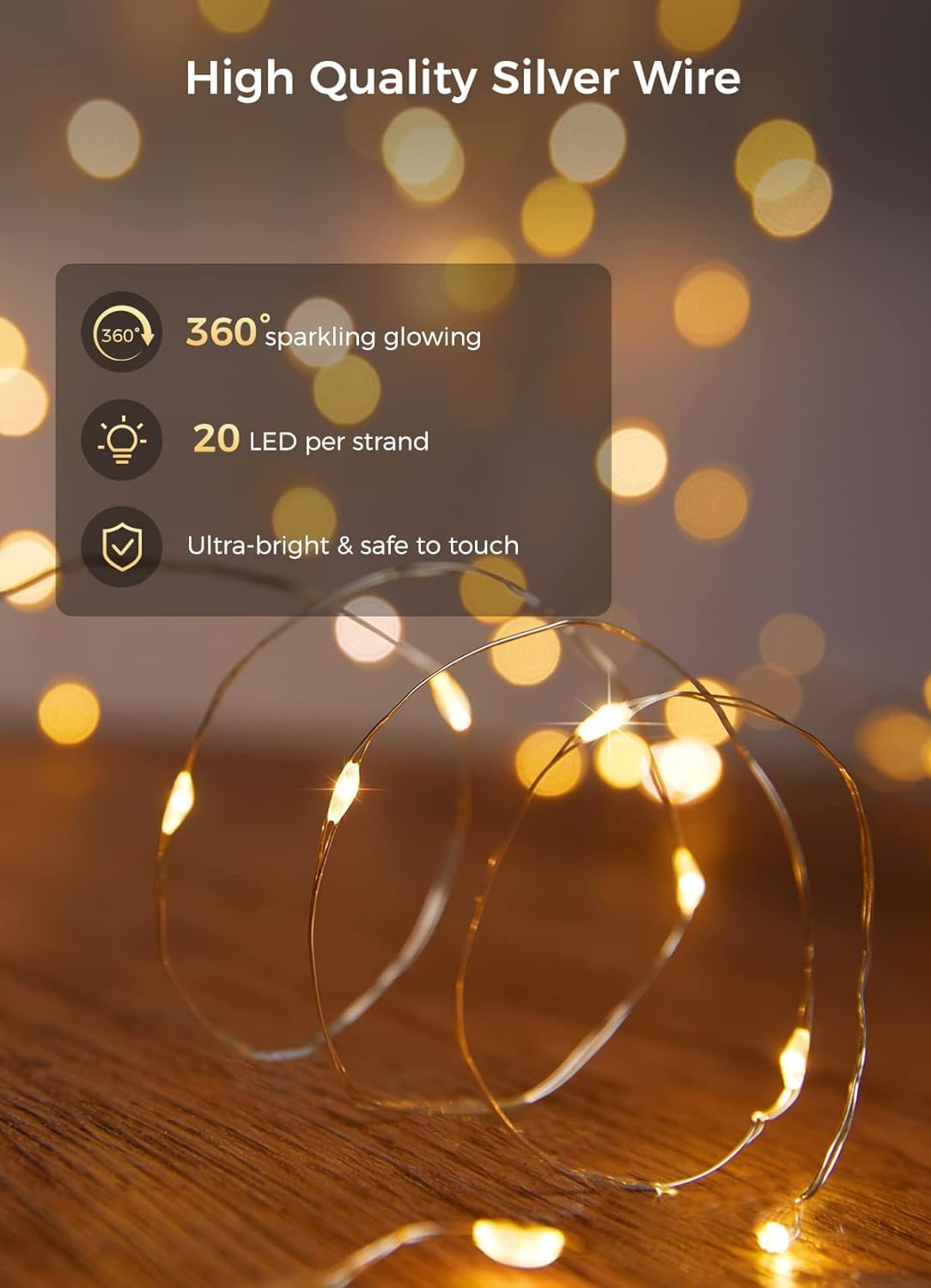 7-Foot Battery-Operated LED Fairy String Lights for Events