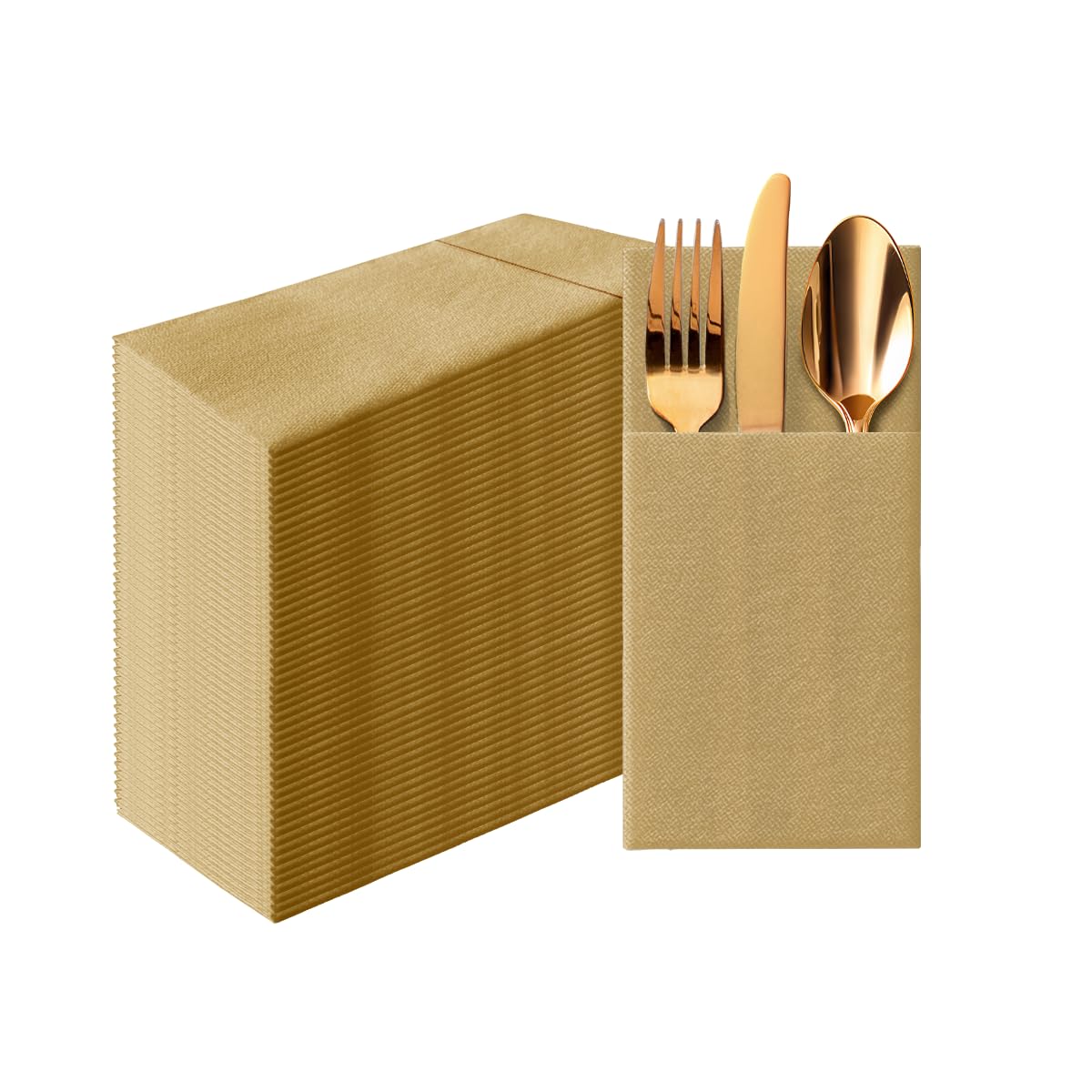 Linen-Feel Pre-Folded Napkins with Flatware Pockets