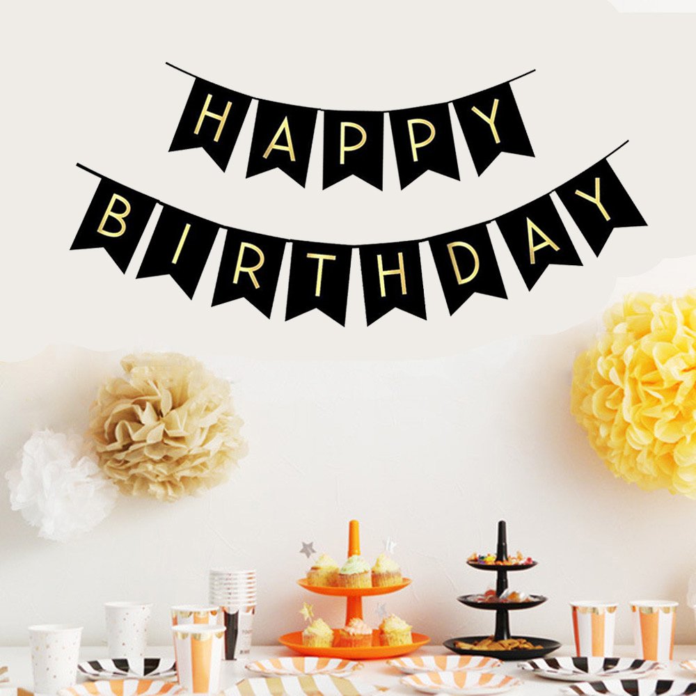 Pre-Strung Happy Birthday Bunting Banner for Party Decor