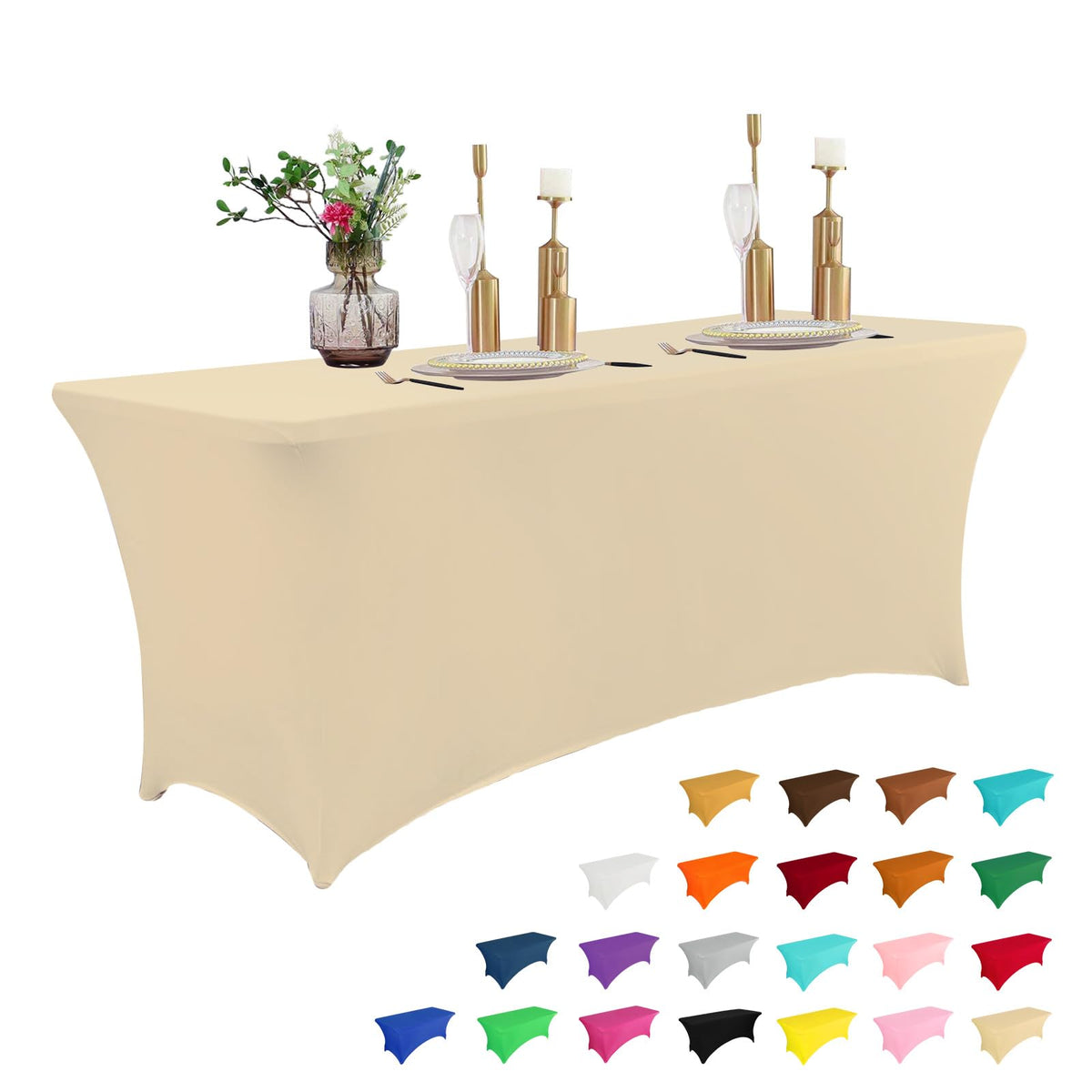 6-Foot Stretch Black Table Cover for Parties & Events
