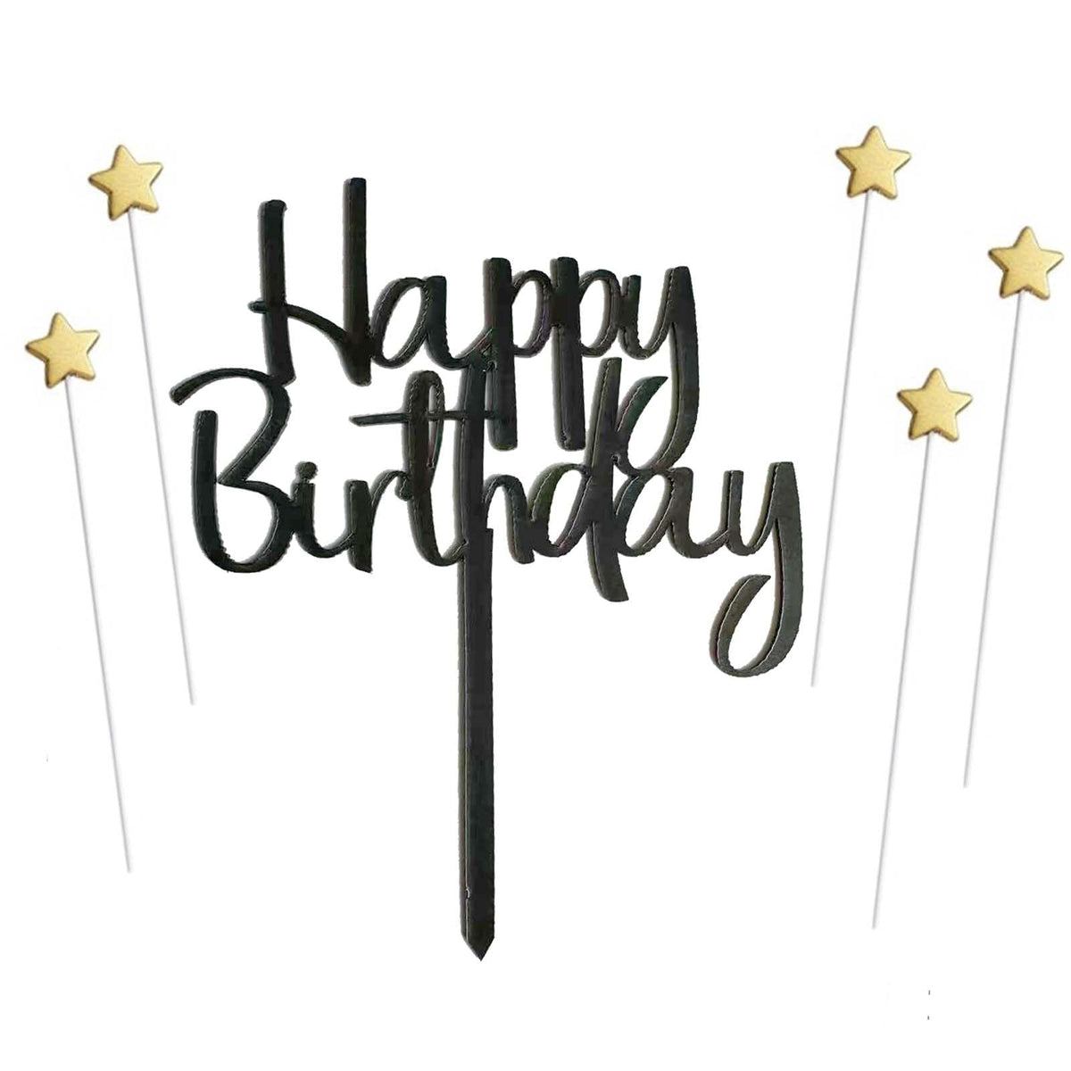 Happy Birthday Star Cake & Cupcake Topper Decoration Set