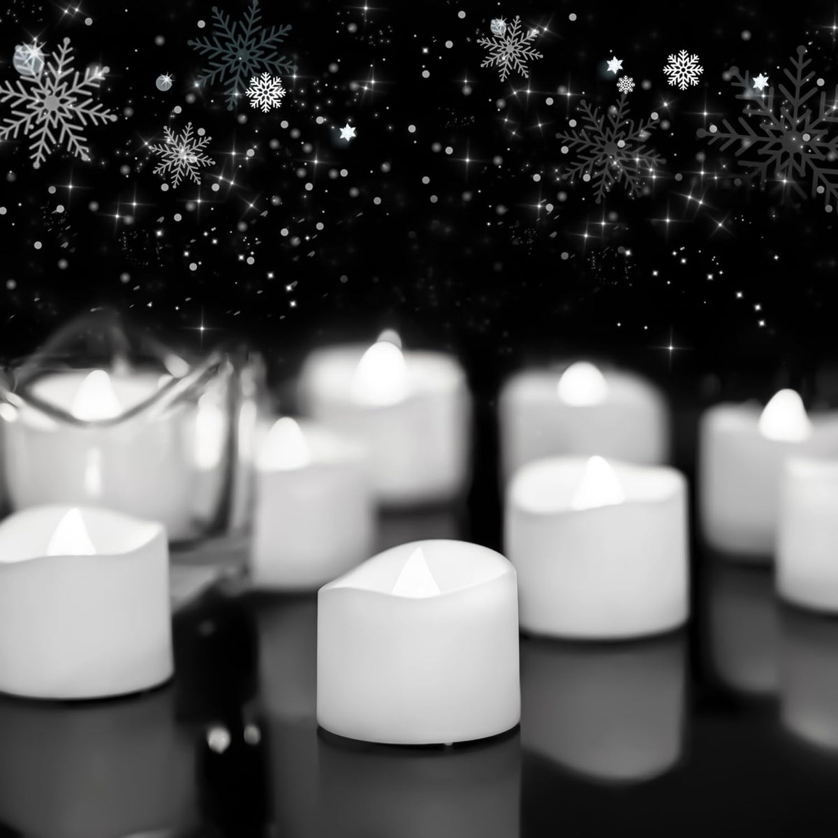 Battery-Operated Flameless Tea Light Candles, 200+ Hours