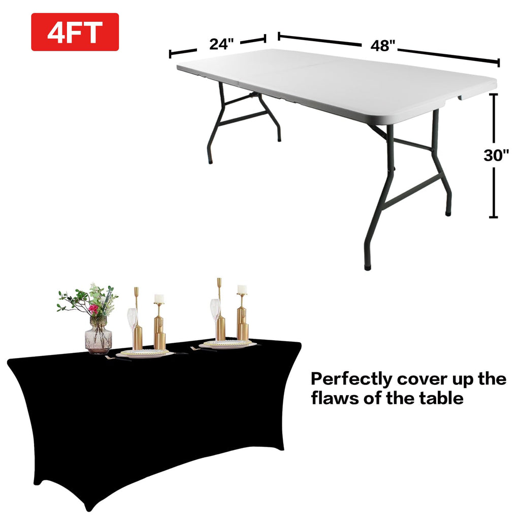 6-Foot Stretch Black Table Cover for Parties & Events