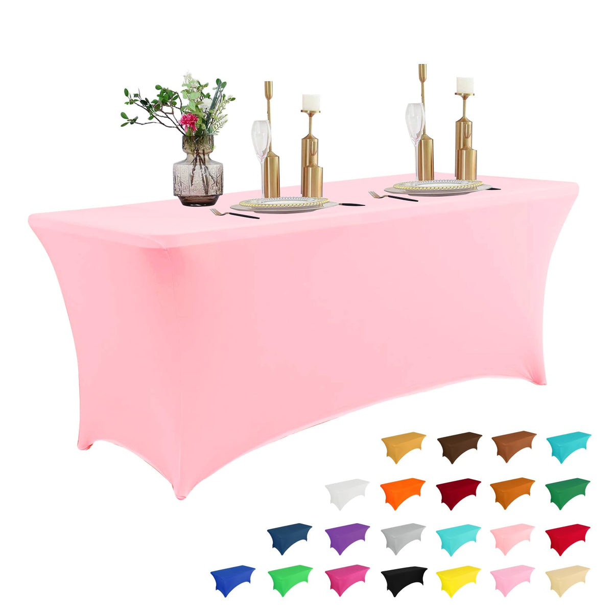 6-Foot Stretch Black Table Cover for Parties & Events
