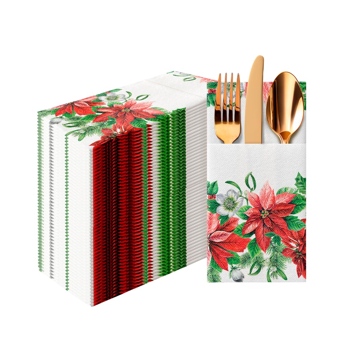 Linen-Feel Pre-Folded Napkins with Flatware Pockets