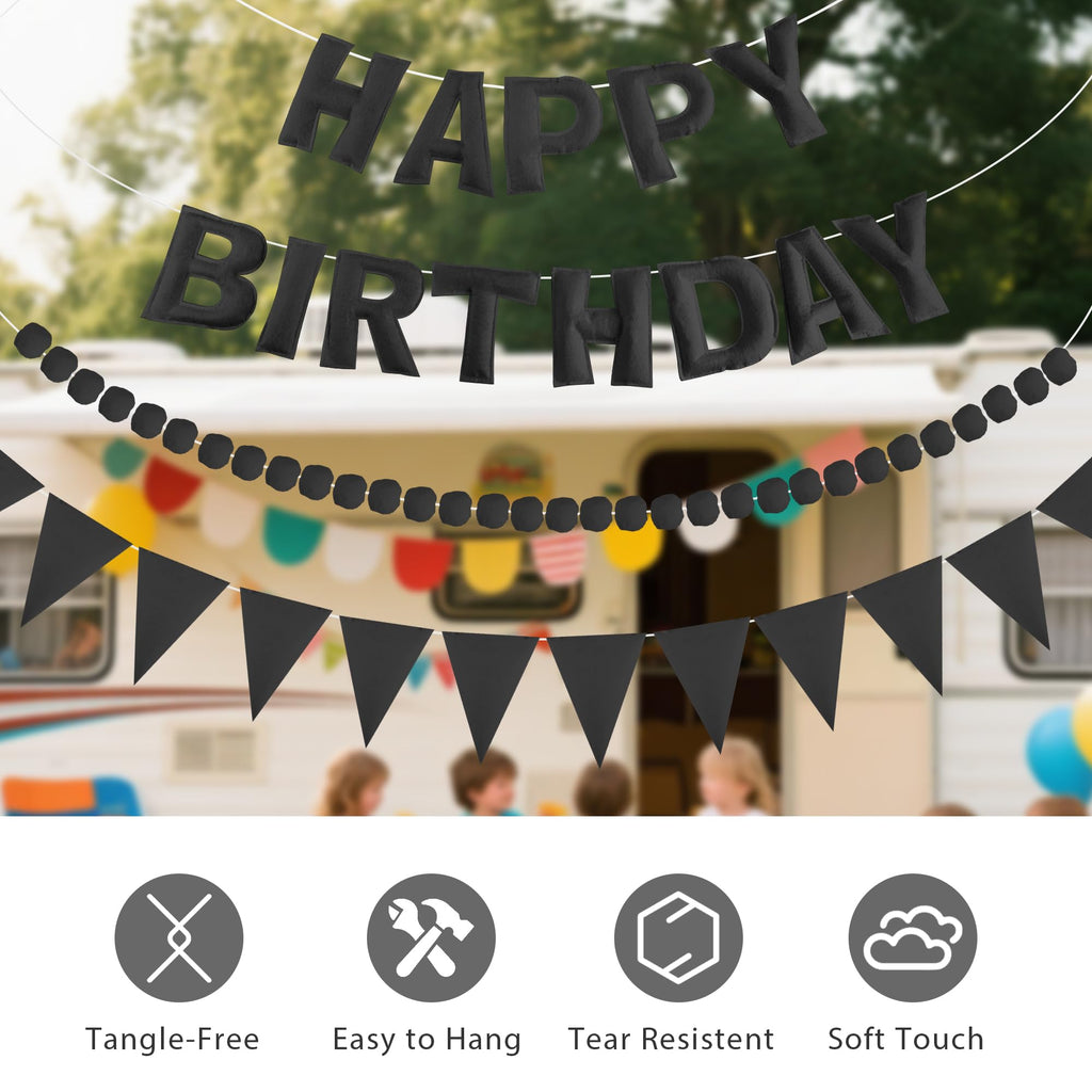 3-Piece Pre-Strung 3D Happy Birthday Banner Set