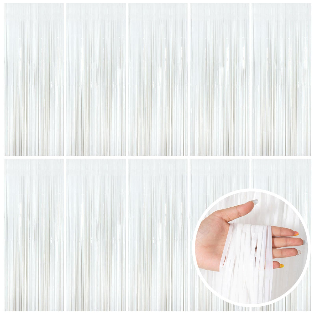 Wavy Metallic Tinsel Fringe Backdrop Curtain for Parties