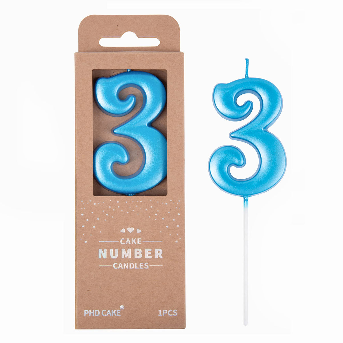 Large Elegant Number Candle for Birthday Cake Celebrations