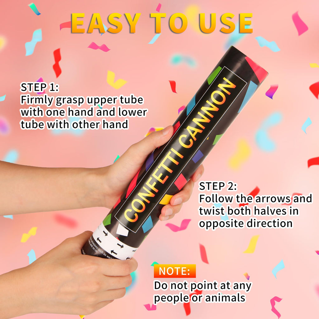 6-Pack 12-Inch Confetti Cannons for Party Celebrations