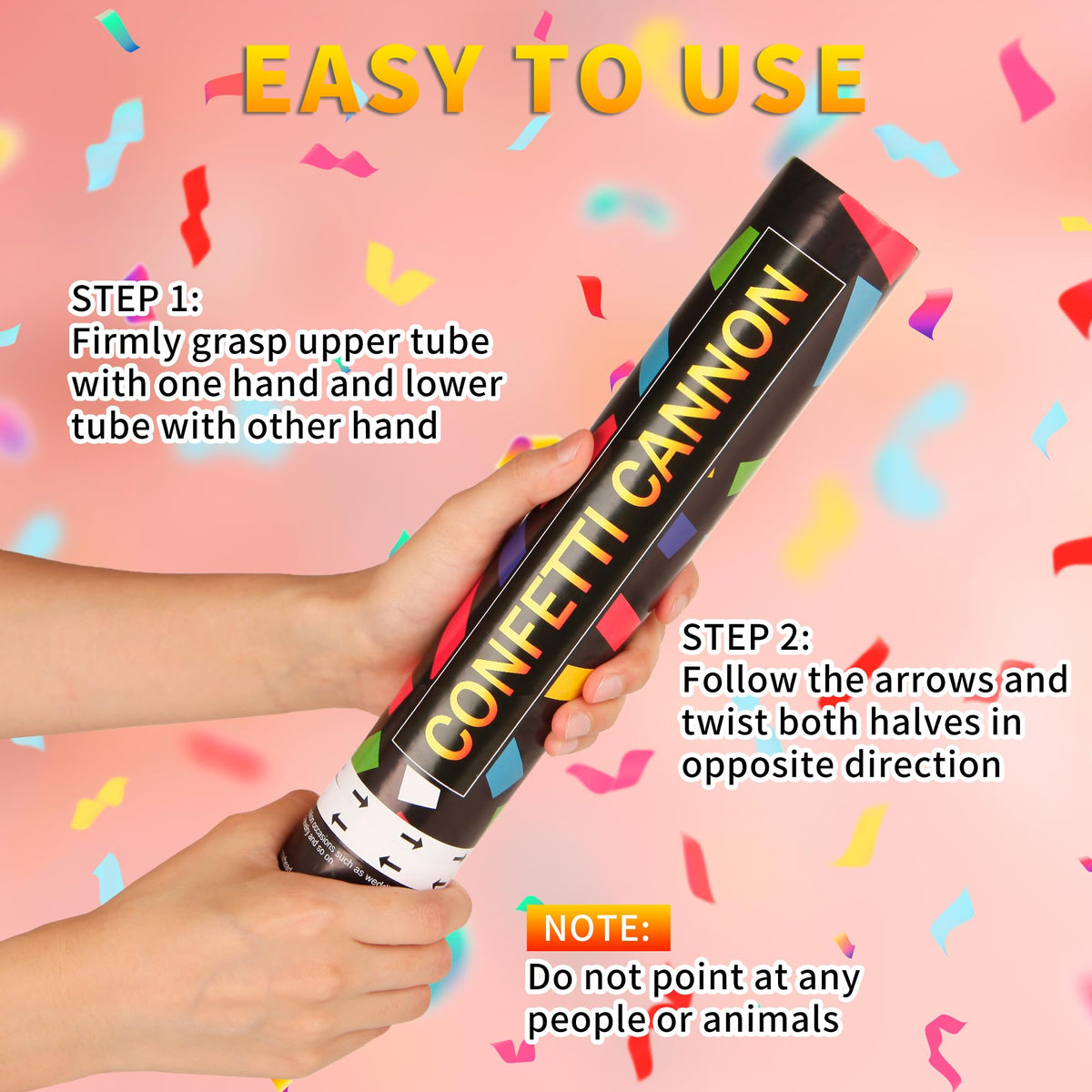 6-Pack 12-Inch Confetti Cannons for Party Celebrations