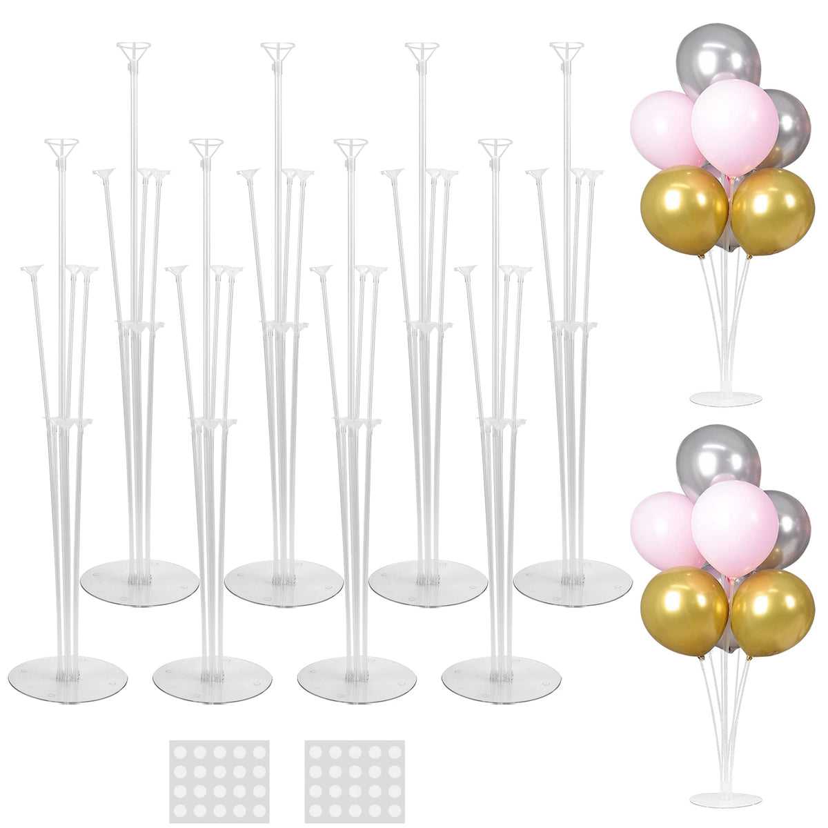 8-Set Balloon Stand Kit with Table Bases & Sticks