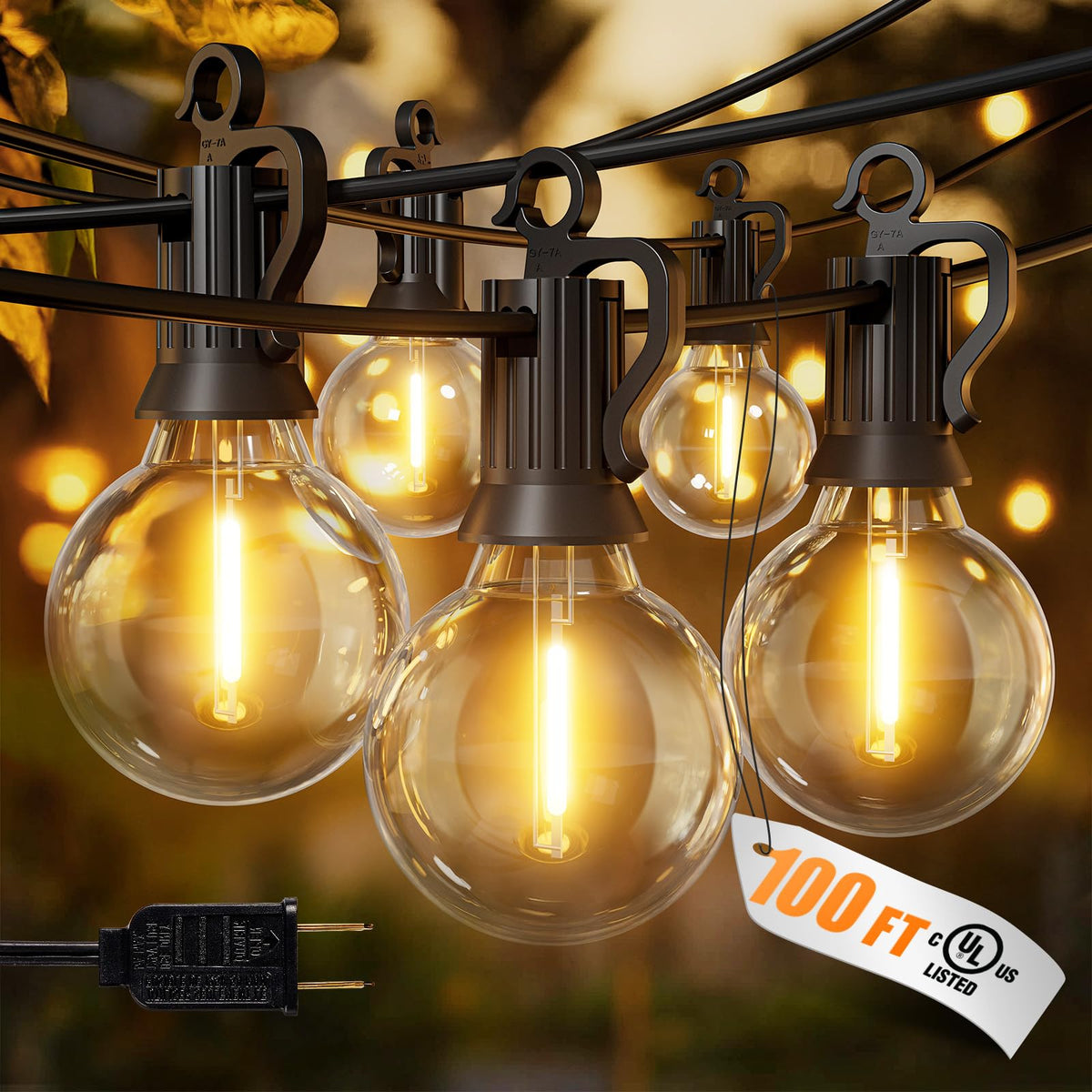 Dimmable G40 LED Outdoor String Lights for Patio Events