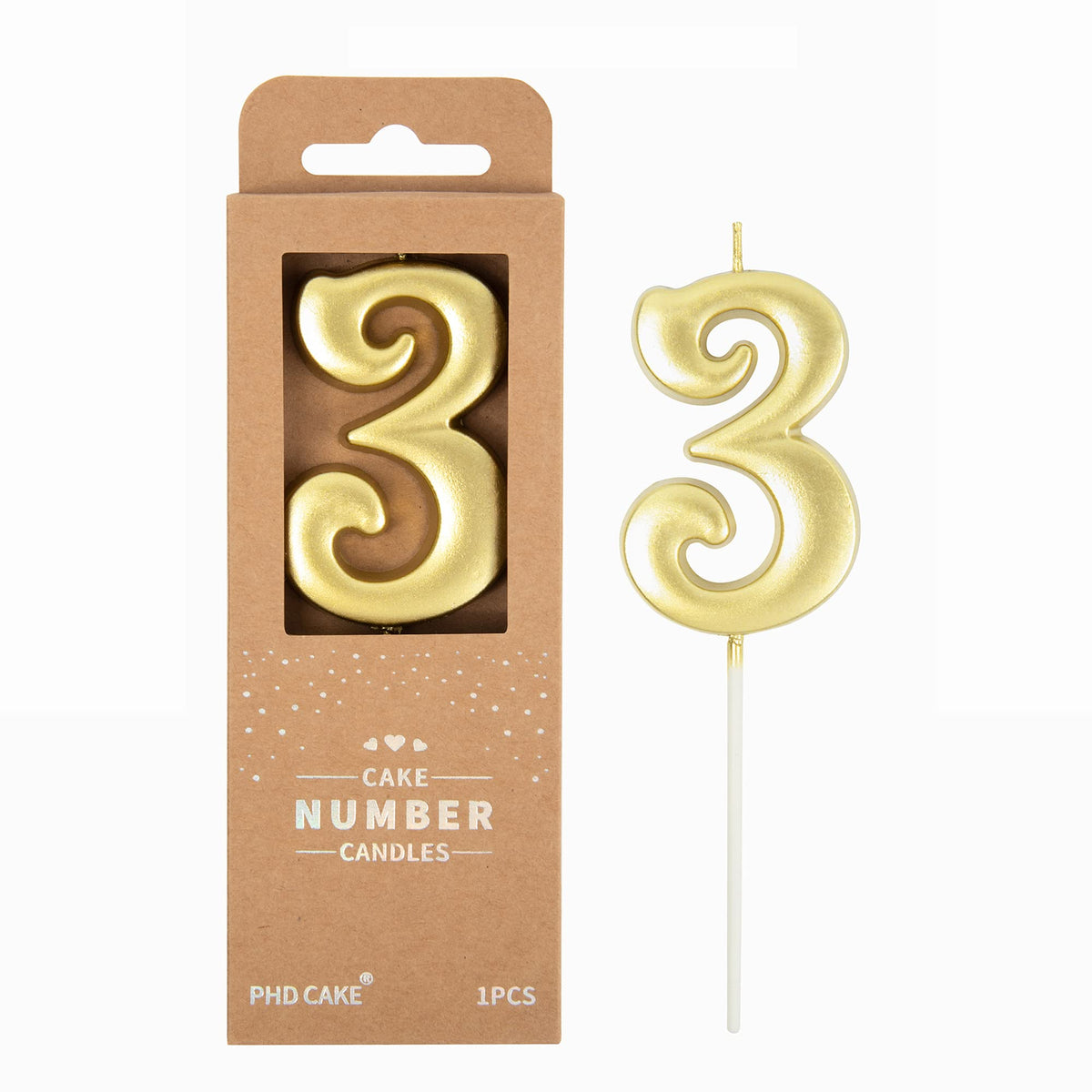 Large Elegant Number Candle for Birthday Cake Celebrations