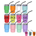 AGH 108pcs 3oz Mini Tumbler Sublimation Shot Glass with Lid & Straw,12 Colors Stainless Steel Tumblers Set Sublimation Mini Cups for Wedding Birthday Party for Cocktail Whiskey
