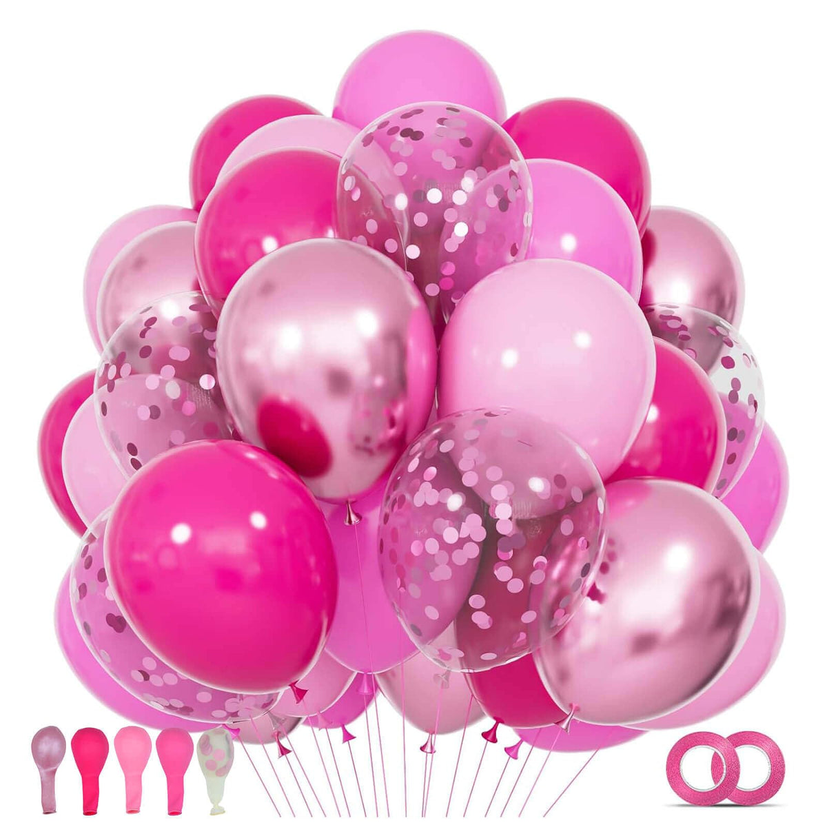 68-Piece 12-Inch Balloon Kit with Ribbons for Parties