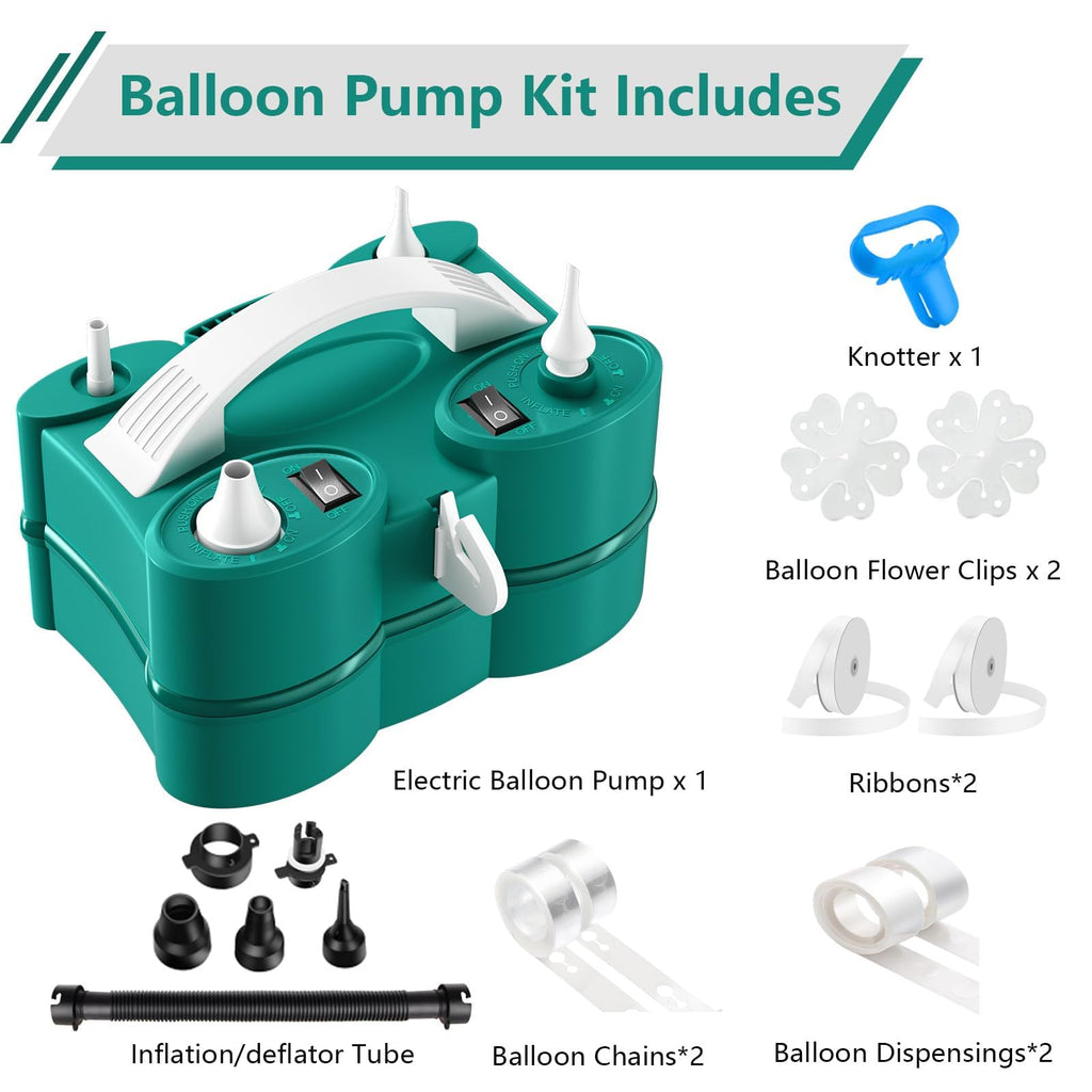 Electric Balloon Pump & Balloon Set with Dual Nozzles