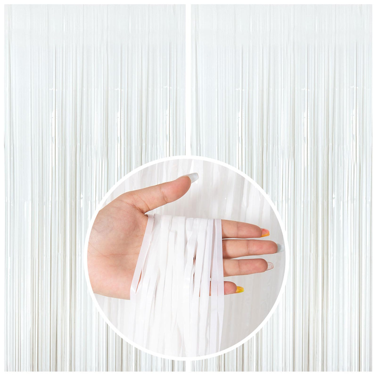 Wavy Metallic Tinsel Fringe Backdrop Curtain for Parties