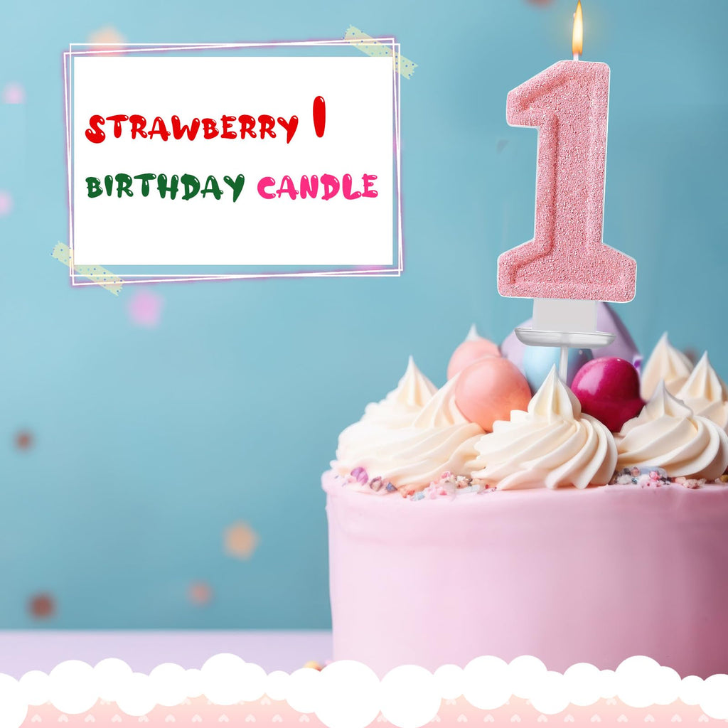 Strawberry Number 1 Candle for First Birthday Cakes