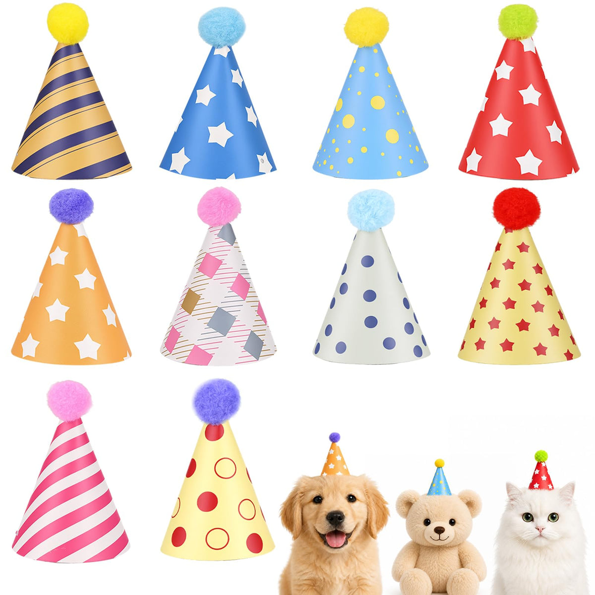 Mini Party Hats for Stuffed Animals & Celebration Decor
