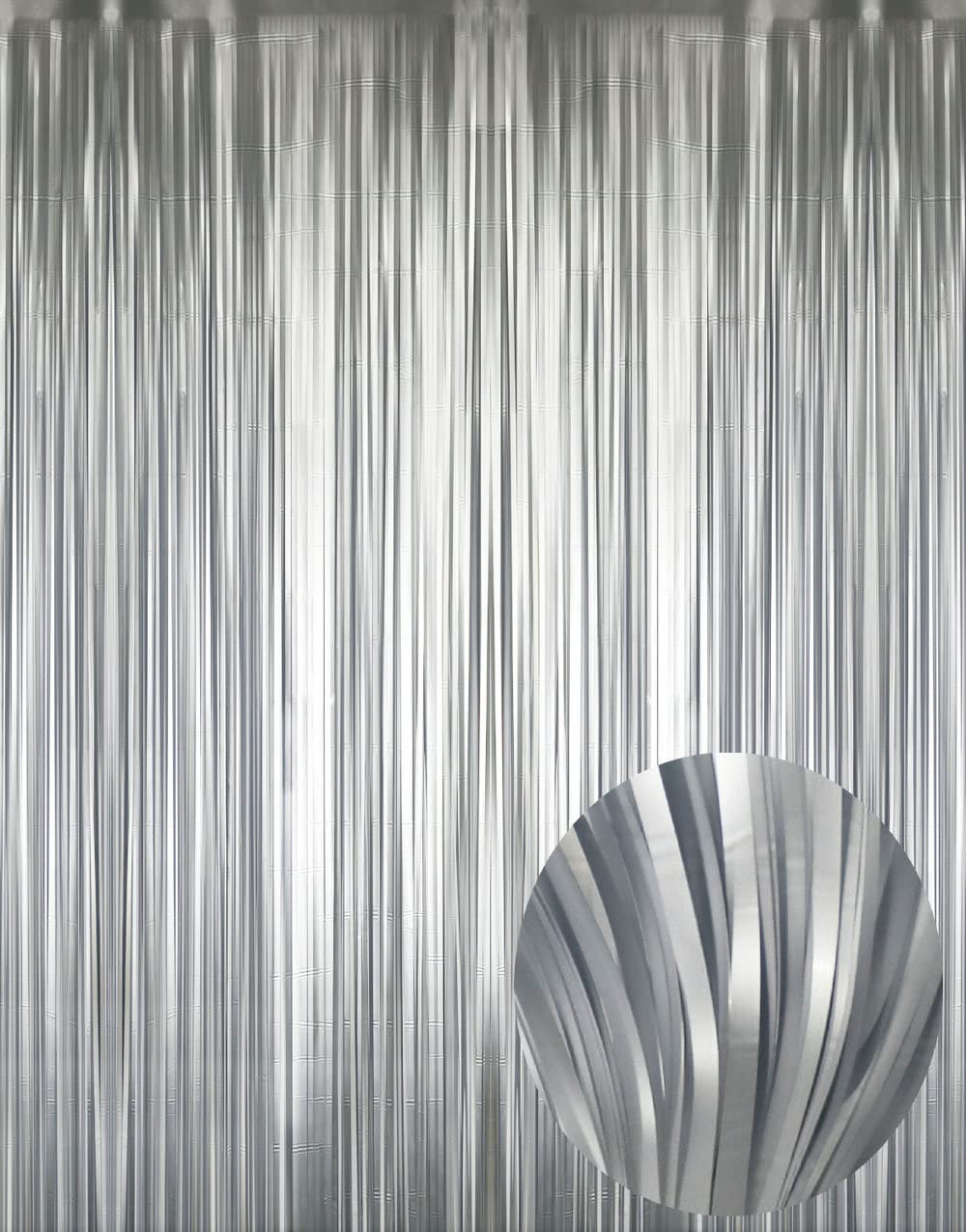 Metallic Tinsel Fringe Backdrop Curtain for Party Events