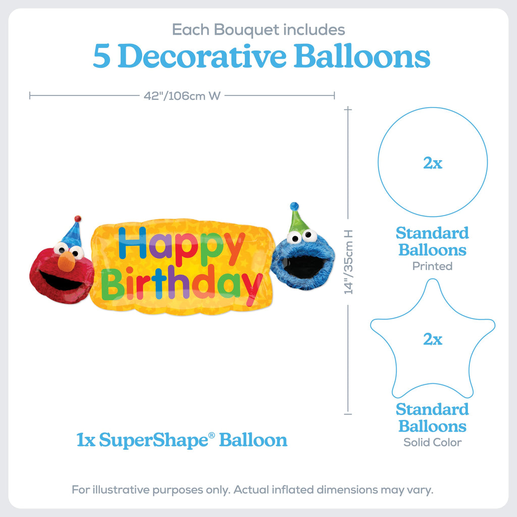 Sesame Street Elmo & Cookie Monster 2nd Birthday Balloon Set