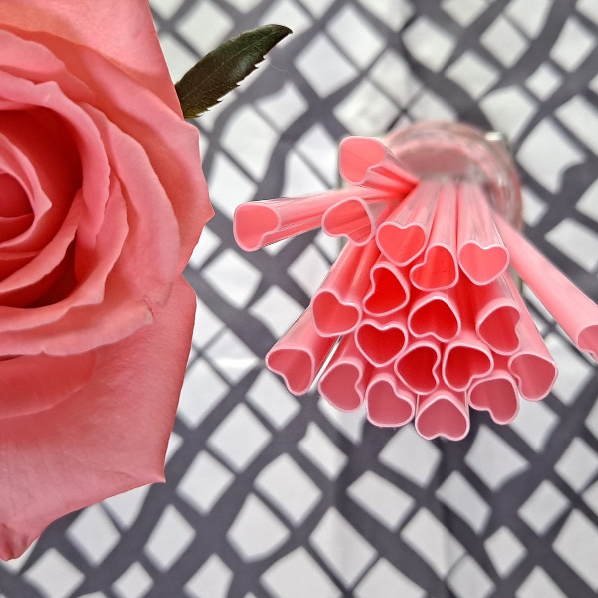 Red & Pink Heart-Shaped Drinking Straws for Parties
