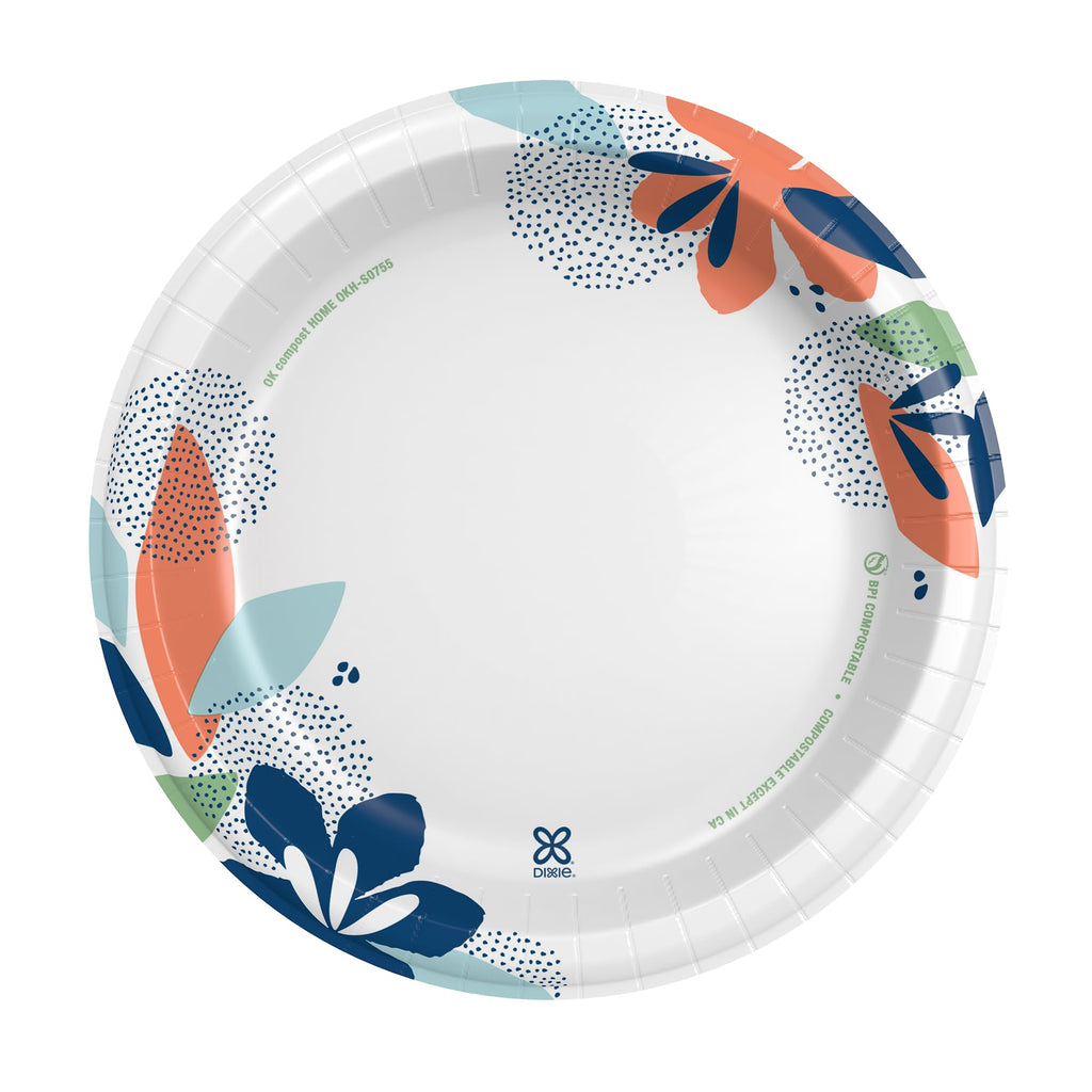Dixie Large Paper Plates, 10 Inch, 54 Count, 2X Stronger*, Microwave-Safe, Soak-Proof, Cut Resistant, Disposable Plates For Everyday Breakfast